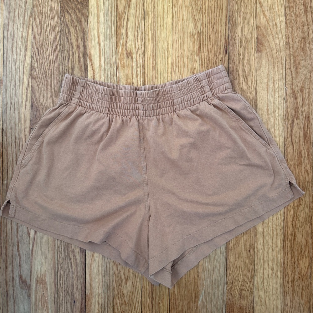 Everlane Women's Brown Elastic Waist Organic Cotton Shorts Size Small